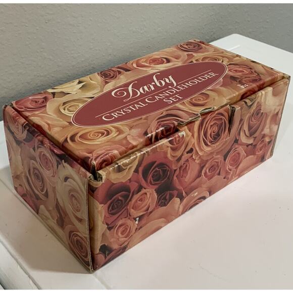 Vtg Darby Clear Crystal Candleholder Candlestick Holder Taper Flower Shaped NOS - Picture 12 of 14